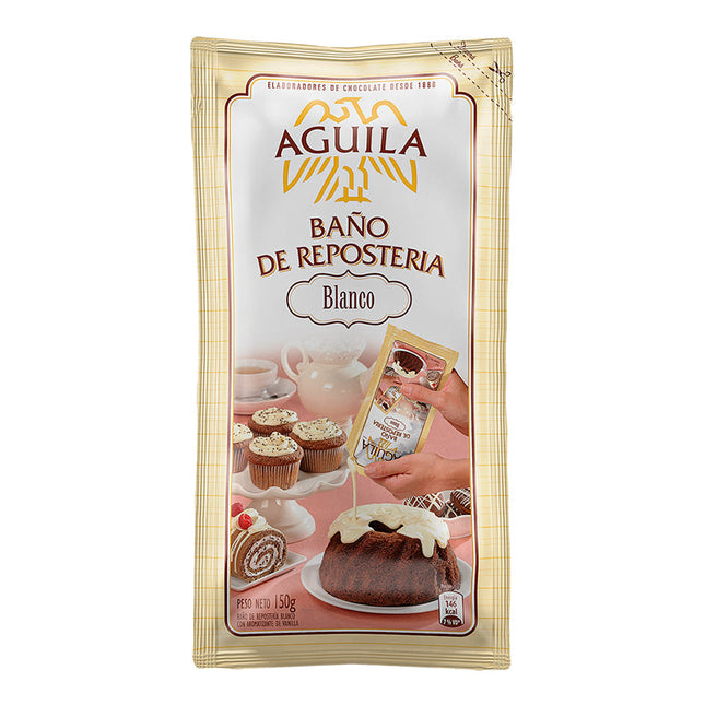 Baño de Repostería sabor Chocolate Blanco Aguila, 150 g / 5,29 oz (Pouch)