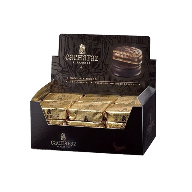 Cachafaz Alfajor de Chocolate Negro con Dulce de Leche – Caja de 12 – 720 g / 25.4 oz – alfajores argentinos gourmet