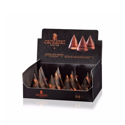 Cachafaz Conitos de Chocolate Negro rellenos de Dulce de Leche – Caja de 12 – 456 g / 16 oz – conitos argentinos gourmet