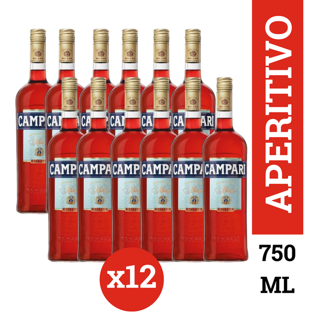Campari Aperitivo pack x12 botellas 750 ml – Bitter italiano clásico para cócteles