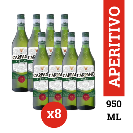 Carpano Bianco Vermut Italiano Premium x8 – 950 ml / 32.1 oz cada botella