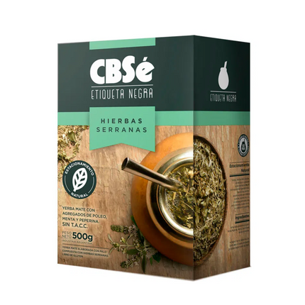 Yerba Mate CBSe Etiqueta Negra Hierbas Serranas 500 g – Premium argentina