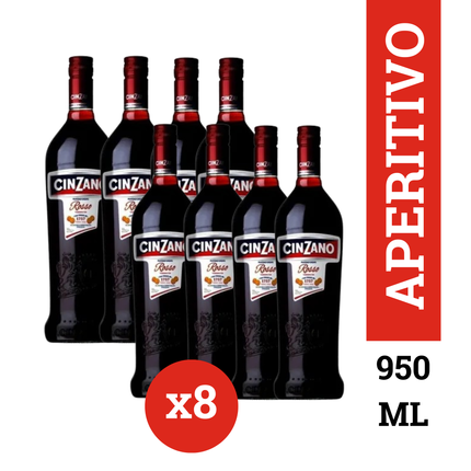 Cinzano Rosso Vermut Italiano x8 – 950 ml / 32.1 oz cada botella