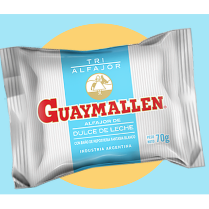 Alfajor Guaymallen Triple de chocolate Blanco, 70 g / 2,46 oz (Paquete 6 unidades)