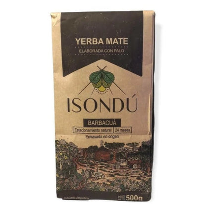 Yerba Mate Isondú Organica Barbacua con Palo, 500 g / 17,63 oz