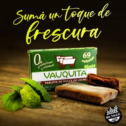 Vauquita Menta barra de dulce de leche Sin TACC (caja de 18 unidades), 450 g / 15,87 oz