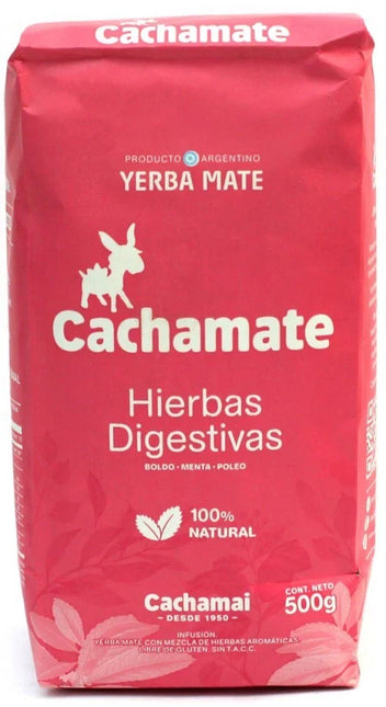Yerba mate Cachamate Hierbas Digestivas, 500 g / 17,63 oz (Paquete Rosa)