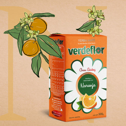 Yerba Mate Verdeflor Naranja 500 g / 17,63 oz – Yerba Argentina Sabor Naranja