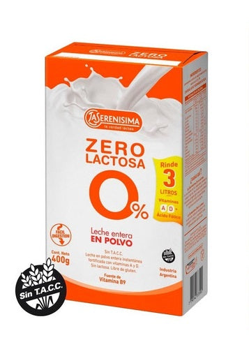 Zero Lactose Milk Powder Without TACC La Serenisima, 400 g / 14.10 oz