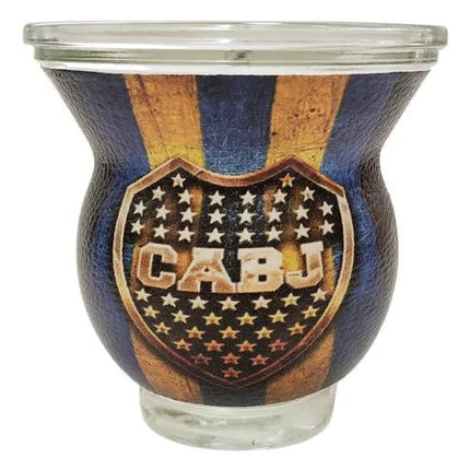 Mate de vidrio recubierto en eco cuero